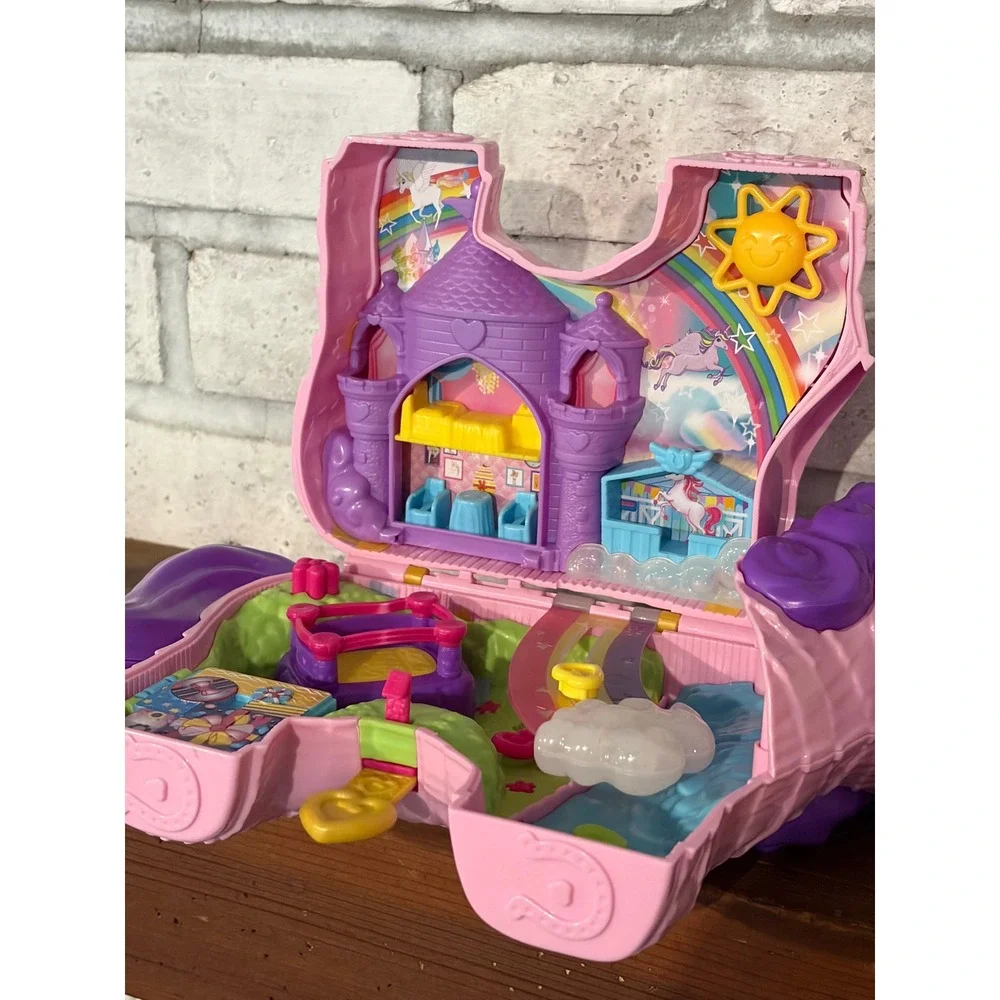 Mattel Polly Pocket Unicorn Party Playset Pink Piñata Carry Case